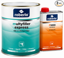 Roberlo Multyfiller Express Light Grey Acrylic Primer Filler for Car Repair, Fast Drying, Adheres to Body Filler, Paint, Steel & Aluminum, 3.78 Liters + Hardener